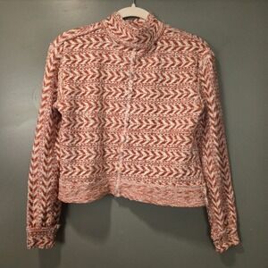 BKE Raw Edge Pointelle Women's Aztec Pullover Sweater Cropped, Women's Size S